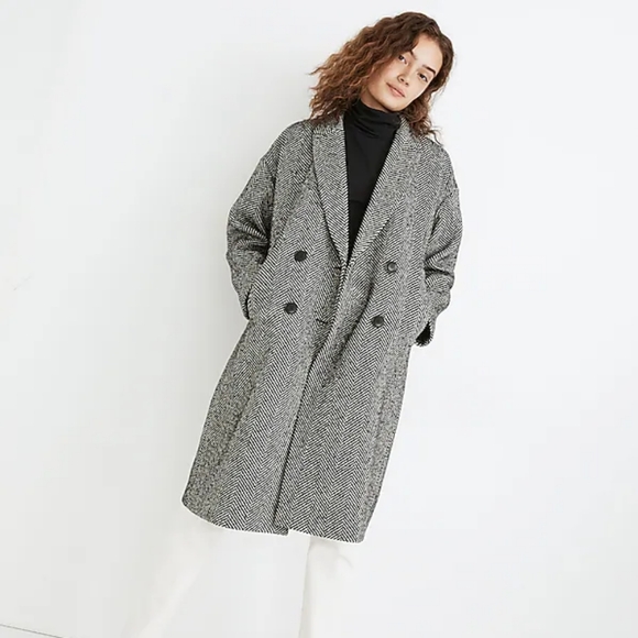 Madewell Woodhull Herringbone Coat M NWT - Picture 2 of 9